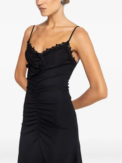 Nissa Lace-trimmed Midi Dress In Black