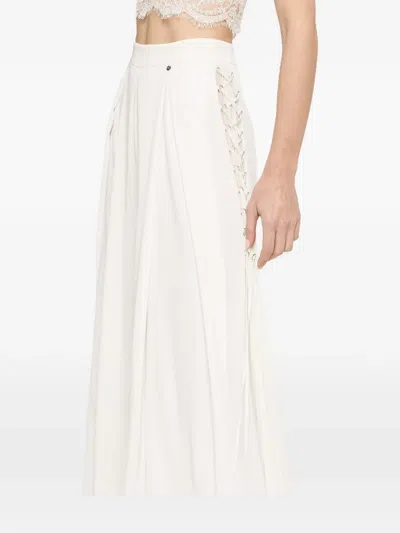 Nissa Lace-up Palazzo Pants In White