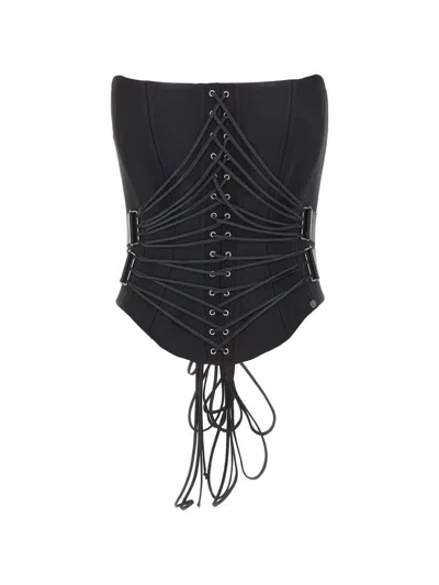 Nissa Lace-up Strapless Corset Top In Animal Print