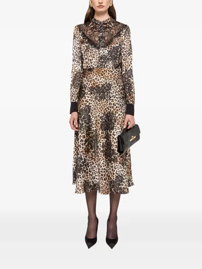 Nissa Leopard-print Midi Dress In Brown