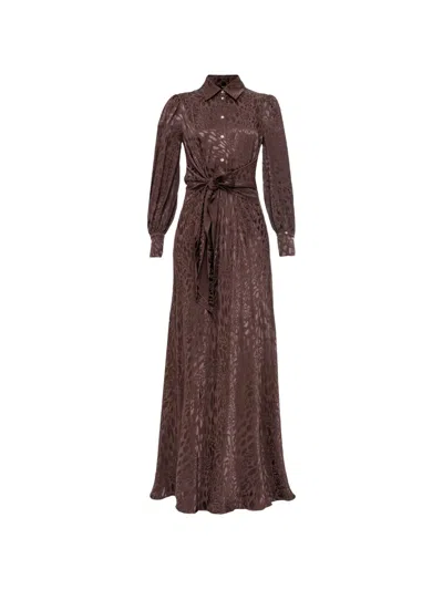 Nissa Leopard-print Viscose-blend Dress In Brown