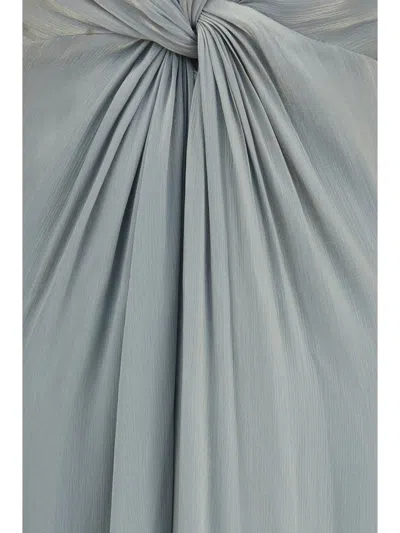 Nissa Long Crossover With Balloon Sleeves Dress In Blue
