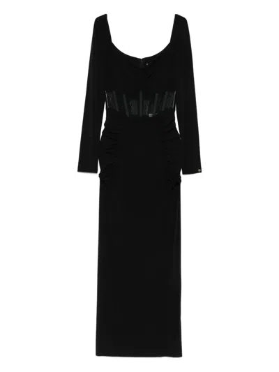 Nissa Long-sleeve Midi Dress In Black