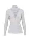 Nissa Lyocell Wool-blend Turtleneck Top In Gray