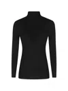 Nissa Lyocell-wool-blend Turtleneck Top In Black