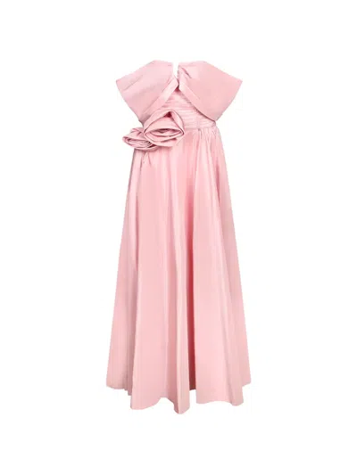 Nissa Maxi Floral-detail Lace-up Dress In Pink