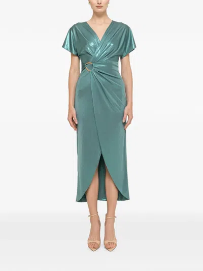 Nissa Metallic-detail Midi Dress In Green