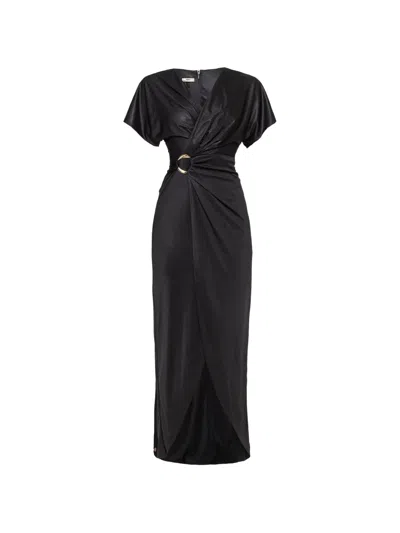 Nissa Metallic-detail Midi Dress In Black