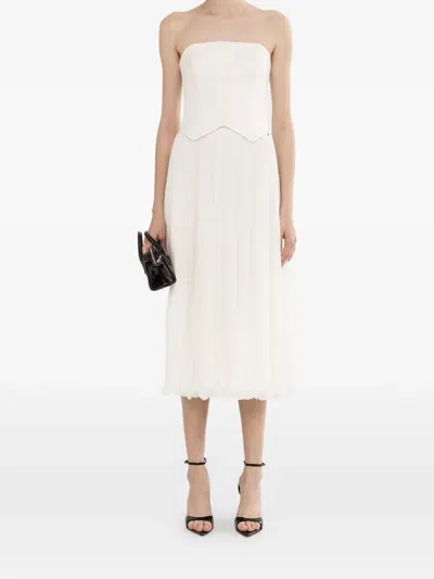 Nissa Midi Pleated Skirt In White