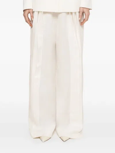 Nissa Mid-rise Linen Trousers In Neutral