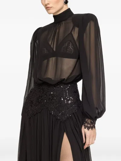 Nissa Mock-neck Embellished Dress In Black