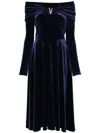 Nissa Off-shoulder Midi Dress In Blue