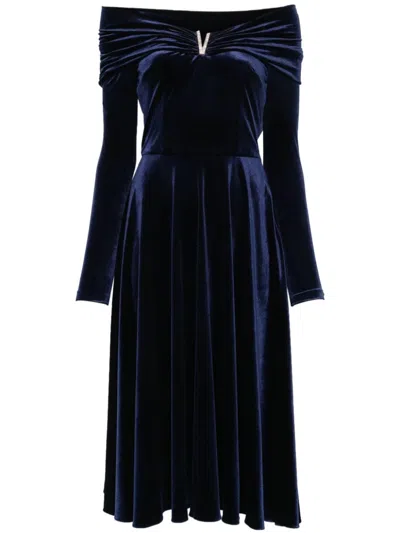 Nissa Off-shoulder Midi Dress In Blue