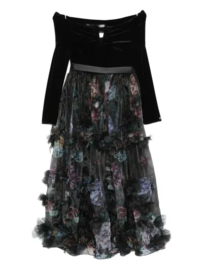 Nissa Off-shoulder Ruffled Dress In Black