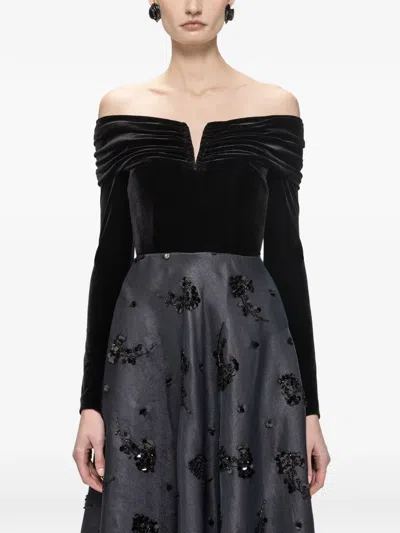 Nissa Off-shoulder Embellished Mini Dress In Black