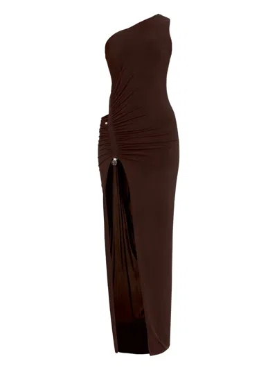 Nissa One-shoulder Cut-out Maxi Dress In Brown