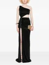 Nissa Open-back Ruched Maxi Dress In Black
