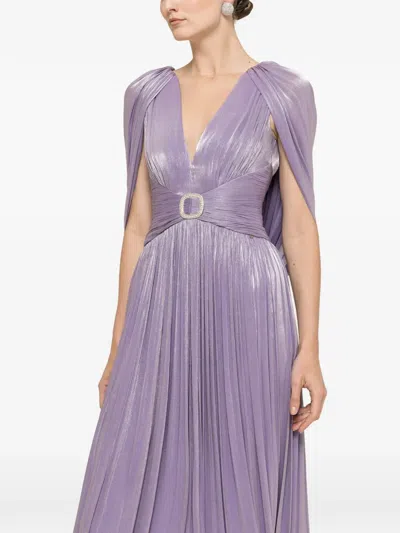 Nissa Open-back Chiffon Maxi Dress In Purple