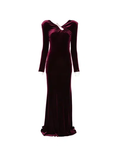 Nissa Open-back Velvet Dress In Red