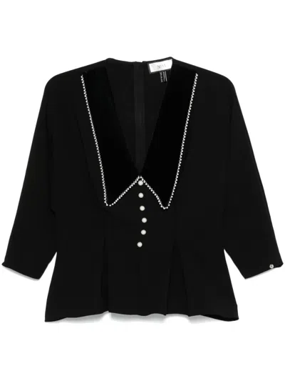 Nissa Oversized-collar Shirt In Black