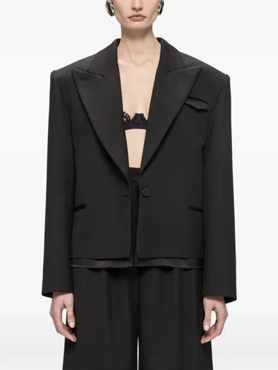 Nissa Oversized Wool-blend Tailored Blazer In Black