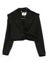 Nissa Padded-shoulder Cropped Jacket In Black