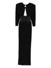 Nissa Padded-shoulder Panel-insert Maxi Dress In Black