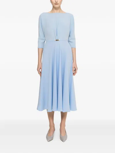 Nissa Pearl Detail Dress In Blue