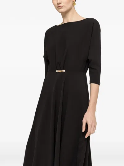 Nissa Pearl Detail Midi Dress In Black