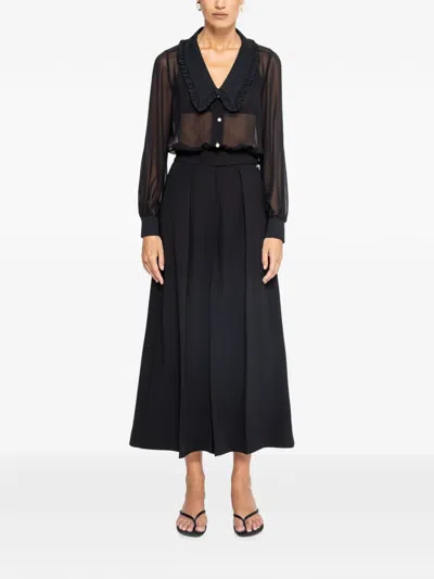Nissa Pearl-detail Chiffon Shirt In Black