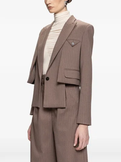 Nissa Pinstripe Blazer In Brown