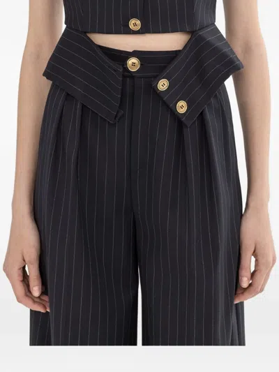Nissa Pinstripe Button Palazzo Pants In Multi