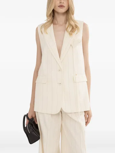 Nissa Pinstripe Single-breasted Waistcoat In White