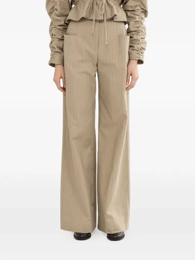 Nissa Pinstripe Trousers In Neutral