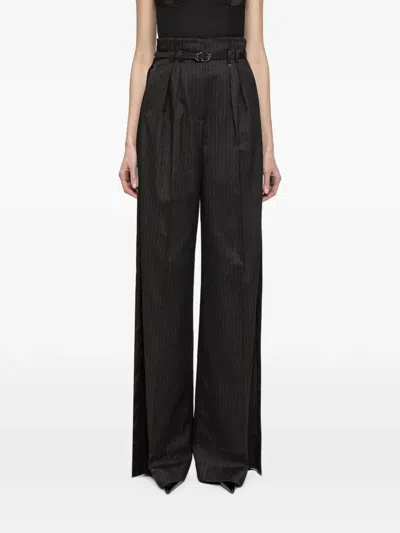 Nissa Pinstripe Wide-leg Pants In Grey
