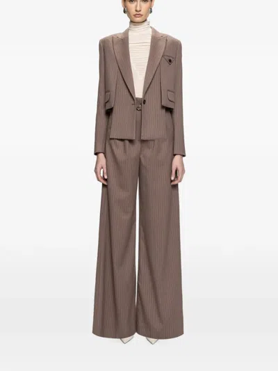 Nissa Pinstripe Wide-leg Trousers In Brown