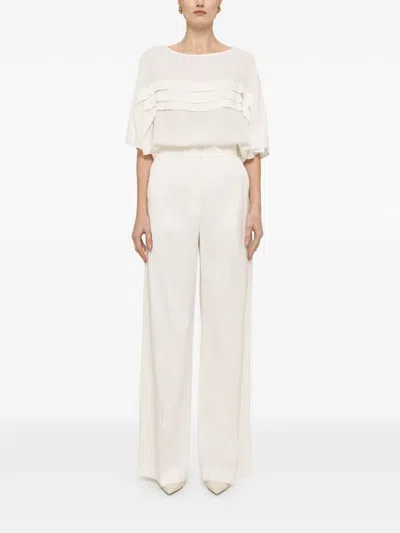 Nissa Pleat Chiffon Top In White