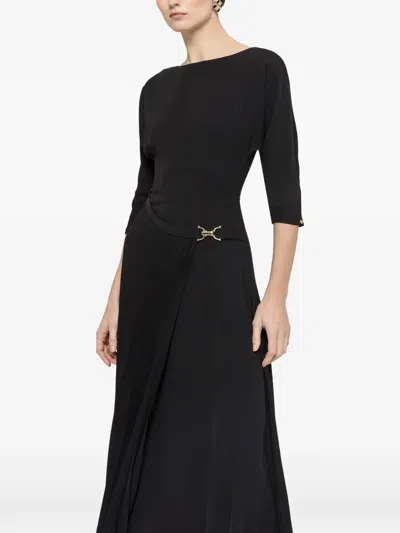 Nissa Pleat-detail Midi Dress In Black