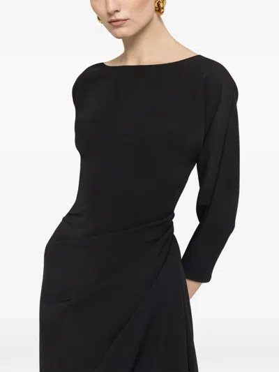 Nissa Pleat Midi Dress In Black