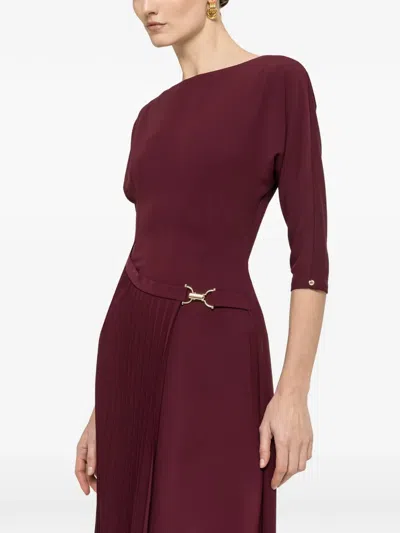 Nissa Pleat-detail Midi Dress In Red