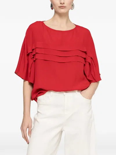 Nissa Pleat-detail Top In Red