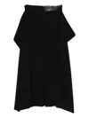 Nissa Pleated Asymmetric Midi Skirt In Black