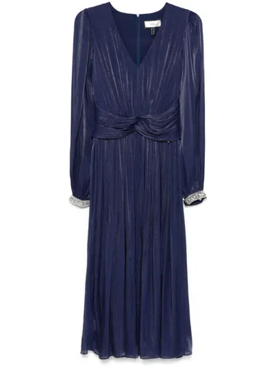 Nissa Pleated Chiffon Midi Dress In Blue