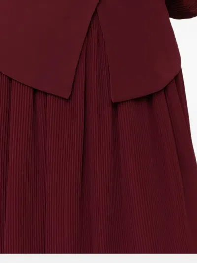 Nissa Pleated Chiffon Midi Skirt In Red