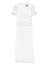 Nissa Pleated Lace Midi Dress In White