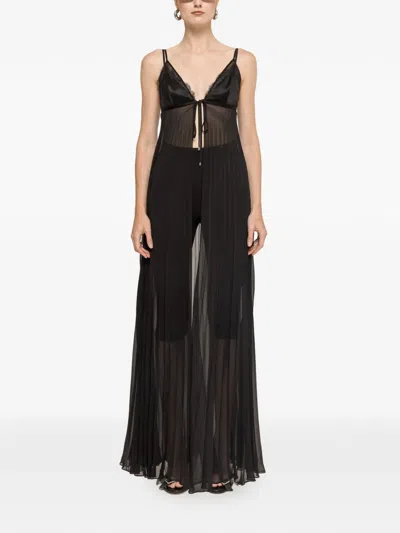 Nissa Pleated Long Top In Black