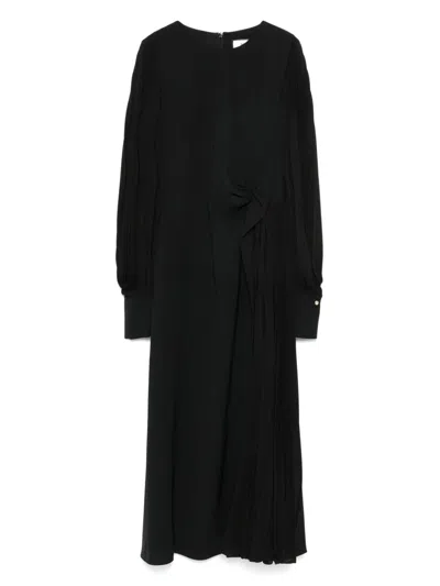 Nissa Pleated Maxi Dress In Black