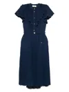 Nissa Pleated Midi Dress In Blue