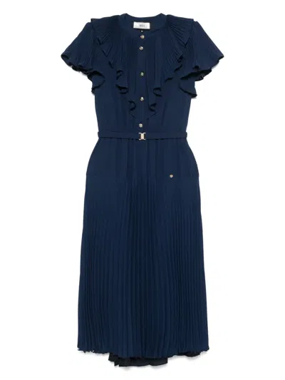 Nissa Pleated Midi Dress In Blue
