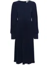 Nissa Pleated Midi Dress In Blue